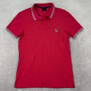 PS Paul Smith Mens Small Pink Zebra Logo Polo Shirt Short Sleeve Collared Casual